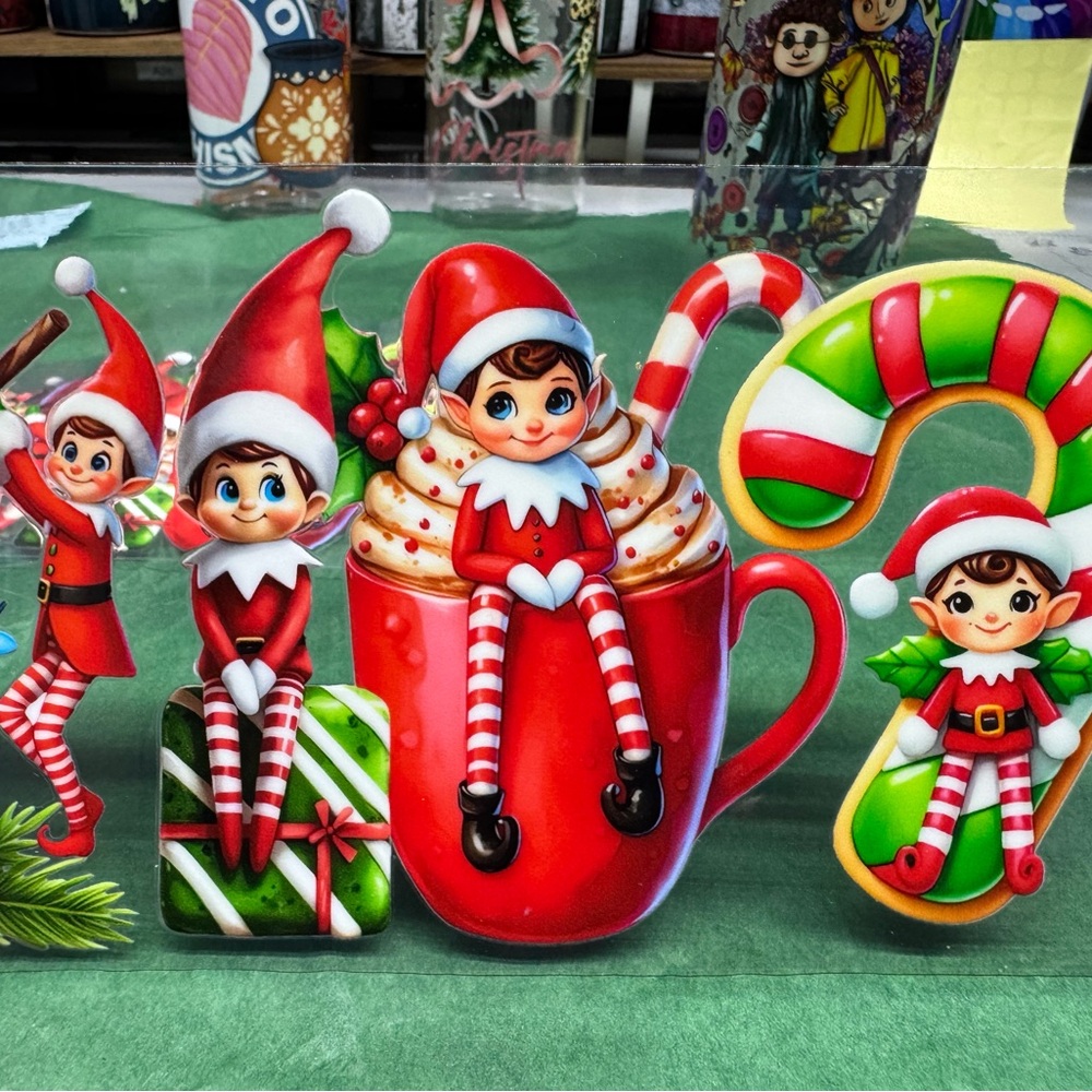 Elf on the shelf Christmas UV DTF cup wrap